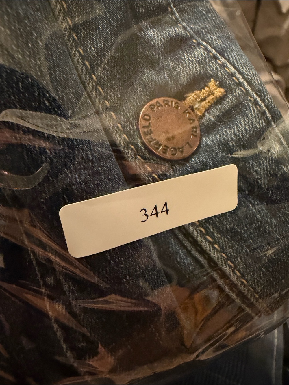 Karl Lagerfeld Blue Denim Jacket with Distressed Trim - Picture 6 of 6